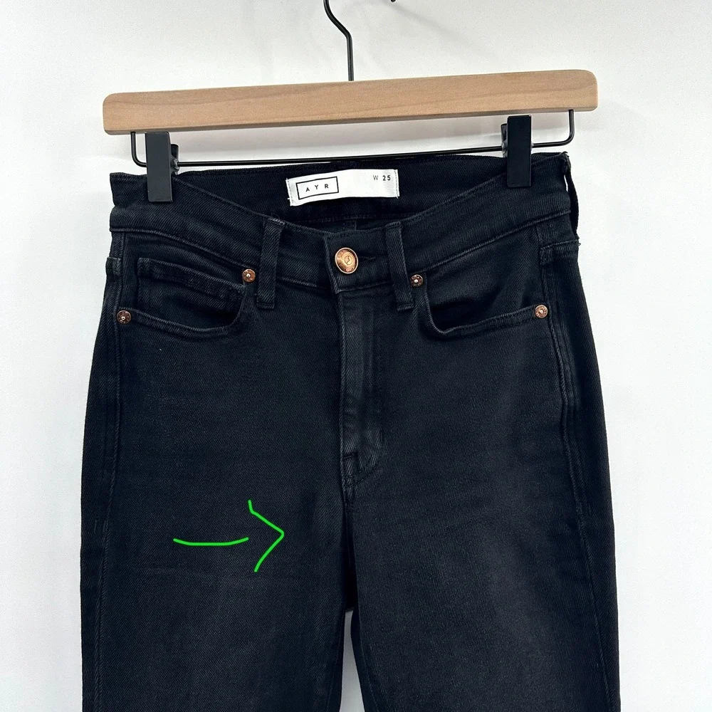 AYR The Rocker Straight Leg Crop Raw Hem in Magnetic Black Size 25 - Picture 13 of 13